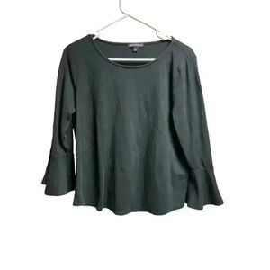 J Crew Mercantile‎ Black Women's Blouse Basic Round Neck Flounce Sleeves Medium